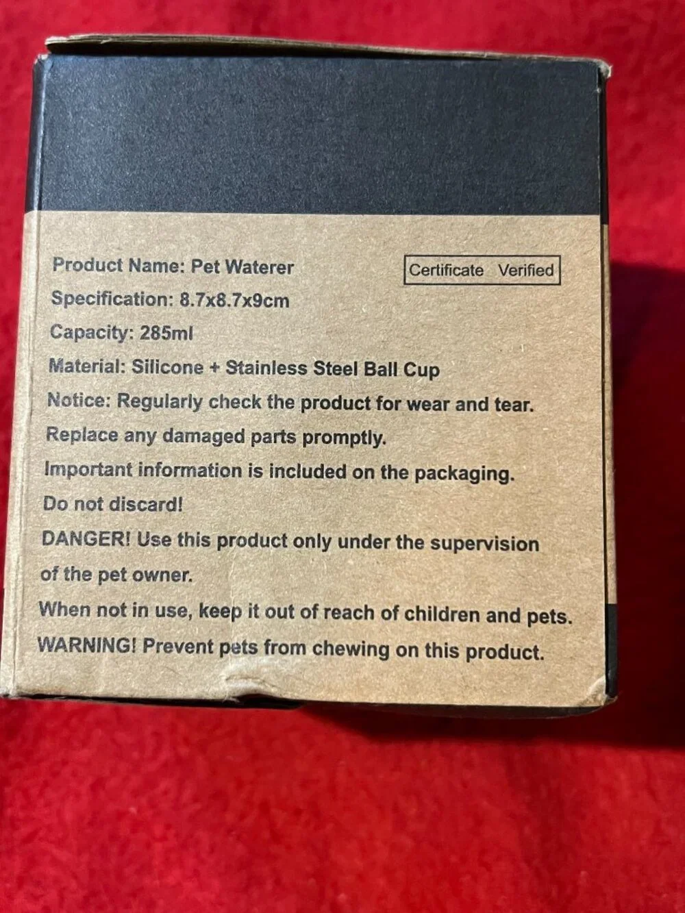 Super Design 2-in-1 Portable Dog Water Bottle Bowl 10 oz Stainless Steel NEW